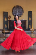Rangrez Zari Sequin Flared Gown – Red