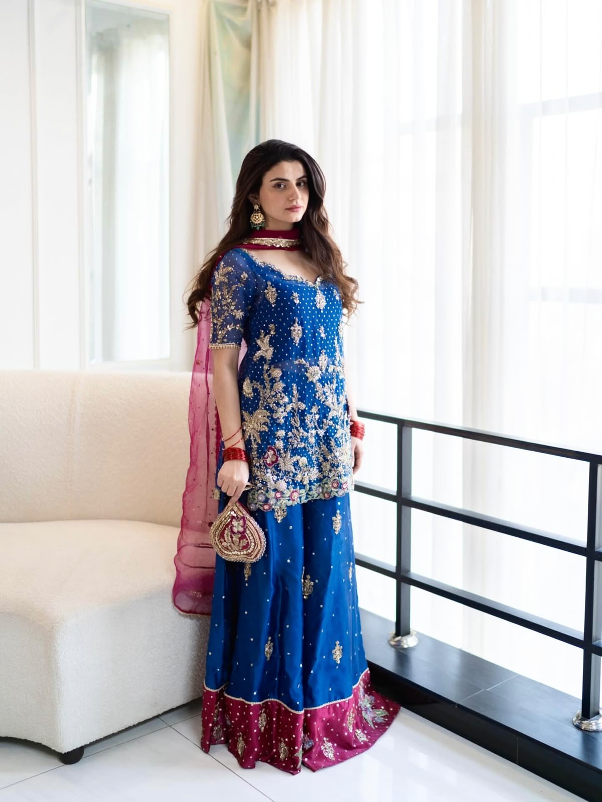 Premium Blue Georgette Kurti Palazzo Set with Dupatta