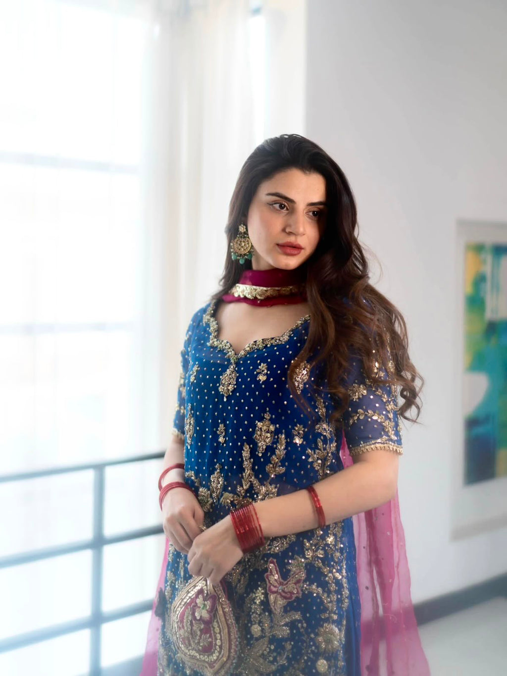 Premium Blue Georgette Kurti Palazzo Set with Dupatta
