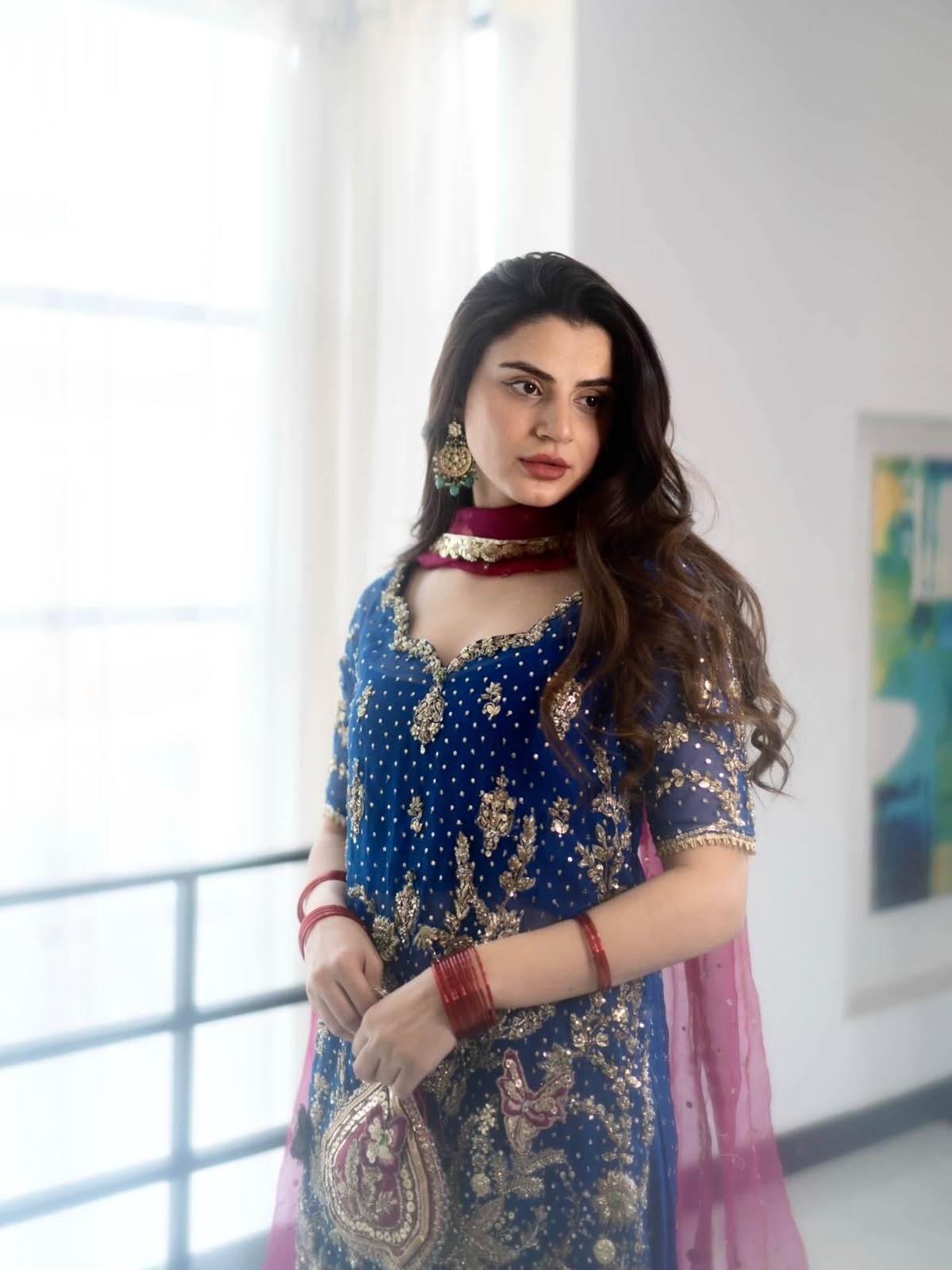 Premium Blue Georgette Kurti Palazzo Set with Dupatta