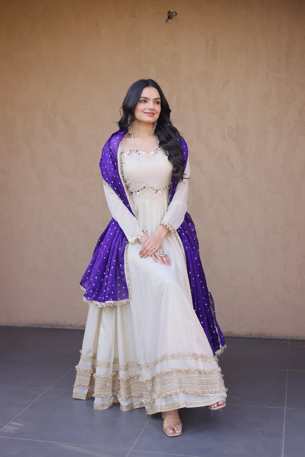 Riwaayat Mirror Anarkali Set – Purple Dupatta