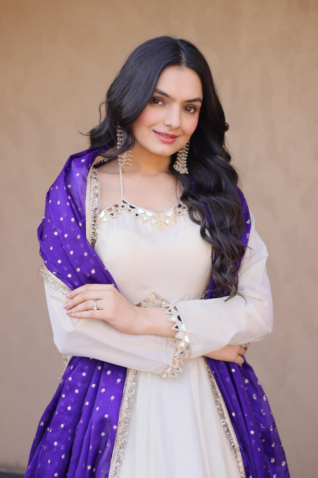 Riwaayat Mirror Anarkali Set – Purple Dupatta