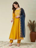 Premium Mustard Yellow Vichhitra Silk Anarkali Kurti | Riwaayat by Pihu