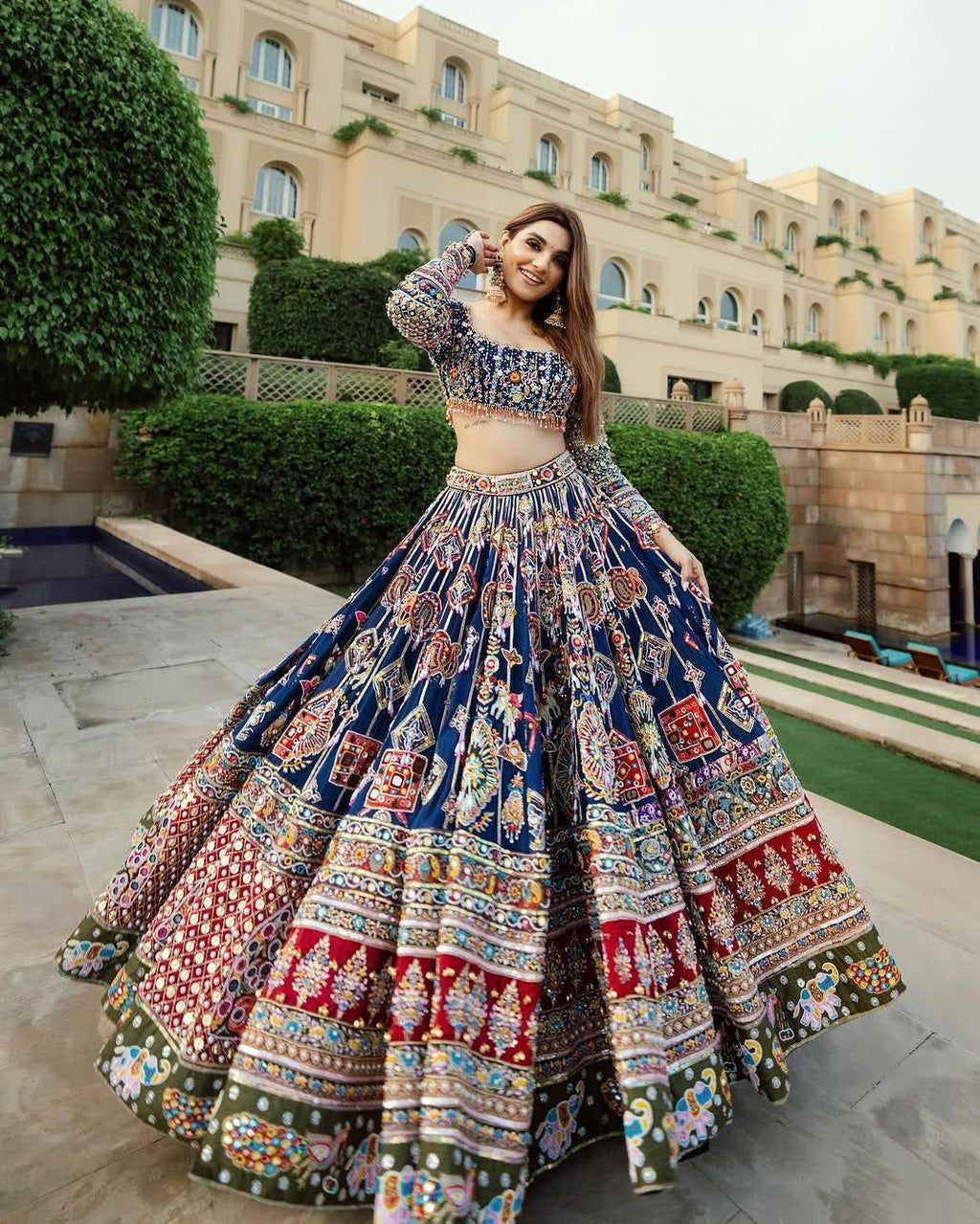 Navratri Mirror Work Muslin Chaniya Choli Set