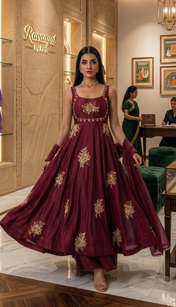 Royal Floral Embroidered Silk Blend Sharara Suit Set | Riwaayat by Pihu