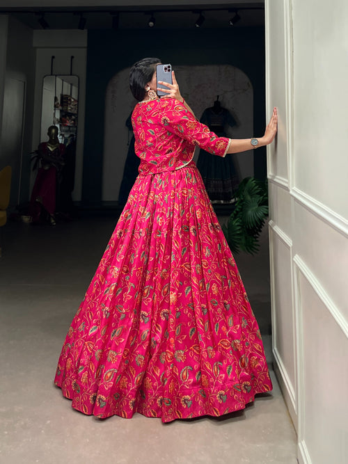 Riwaayat Floral Printed Tasar Silk Co-ord set Lehenga