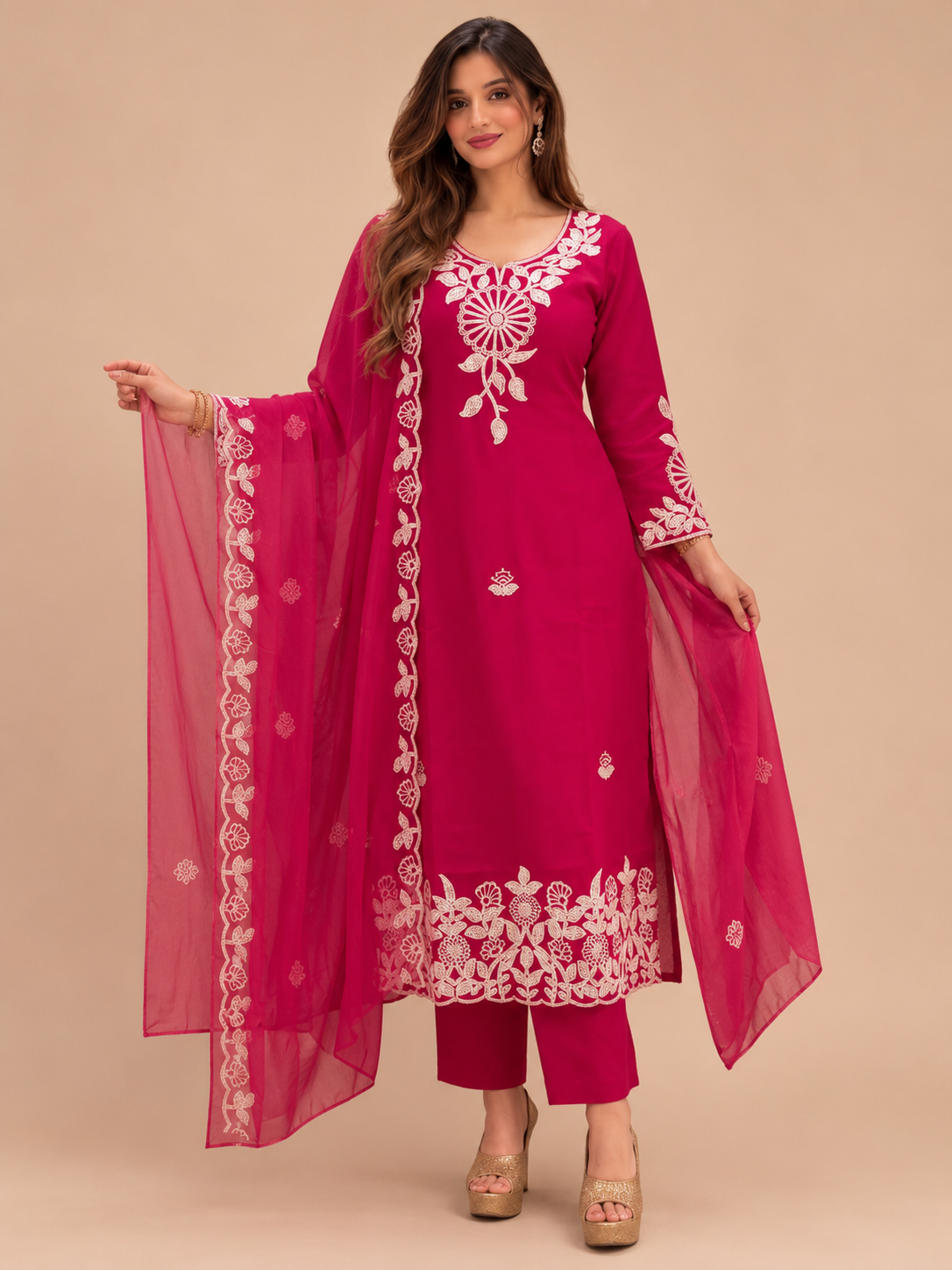 Riwaayat Zaria Embroidered Roman Silk Suit Set
