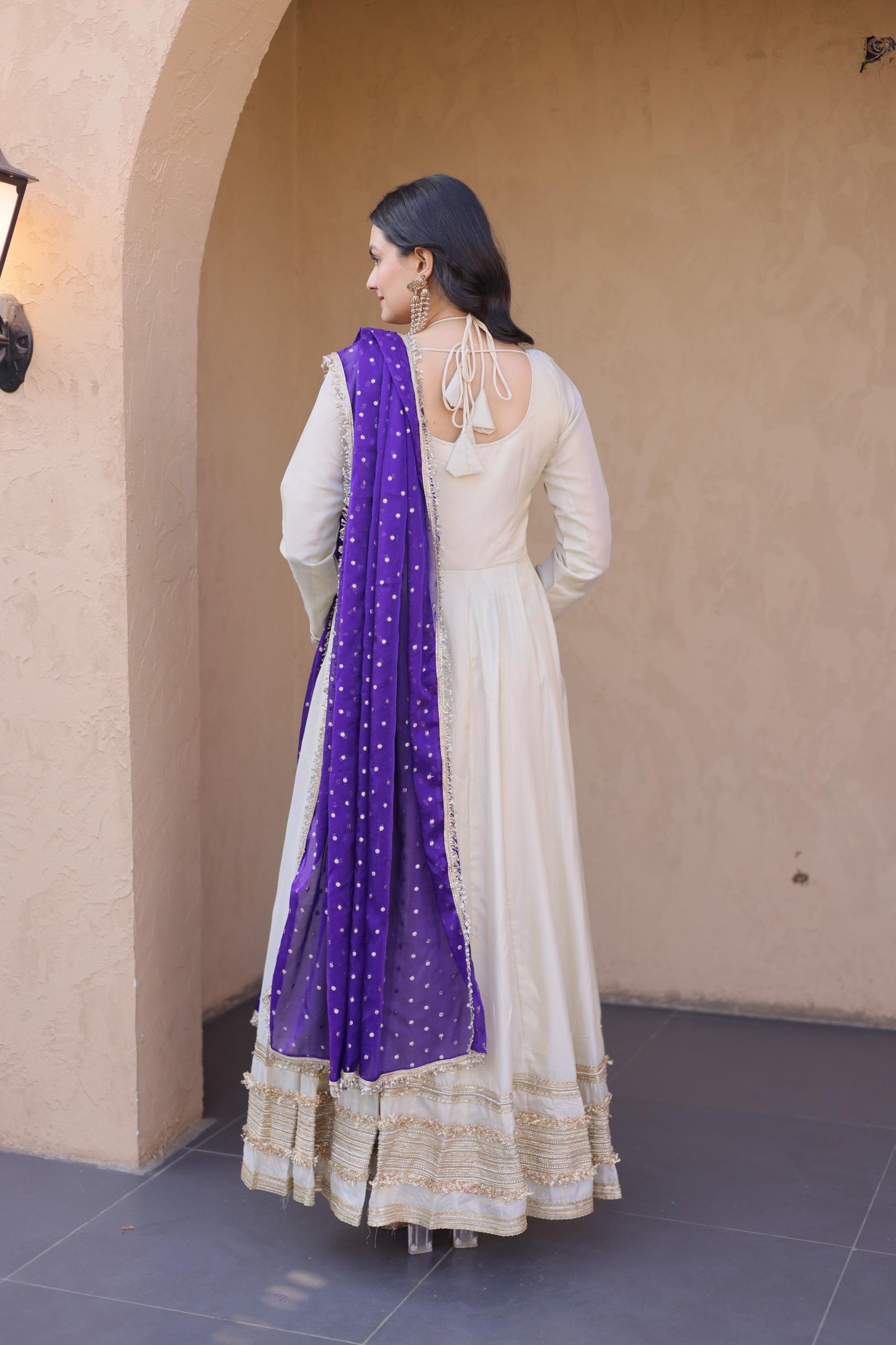 Riwaayat Mirror Anarkali Set – Purple Dupatta