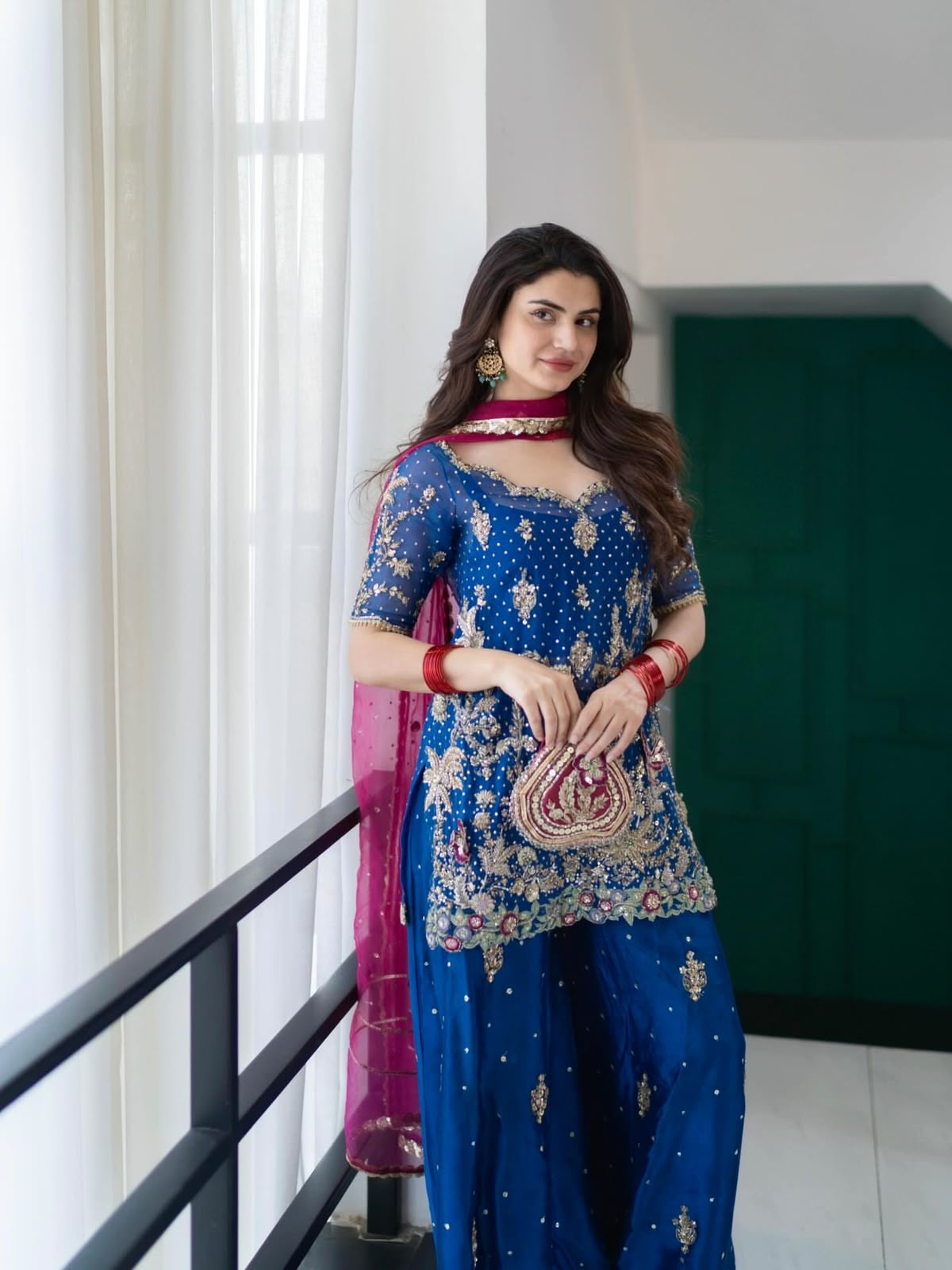 Premium Blue Georgette Kurti Palazzo Set with Dupatta