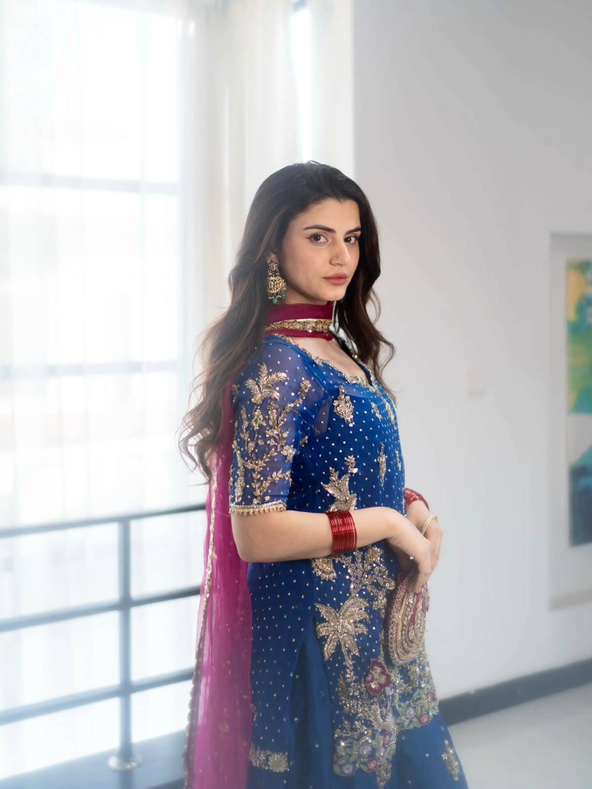 Premium Blue Georgette Kurti Palazzo Set with Dupatta