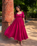 Pure Cotton Mirror Work Anarkali Suit Set – Pink