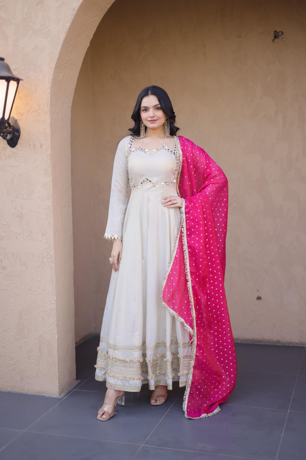 Riwaayat Mirror Anarkali Set – Pink Dupatta