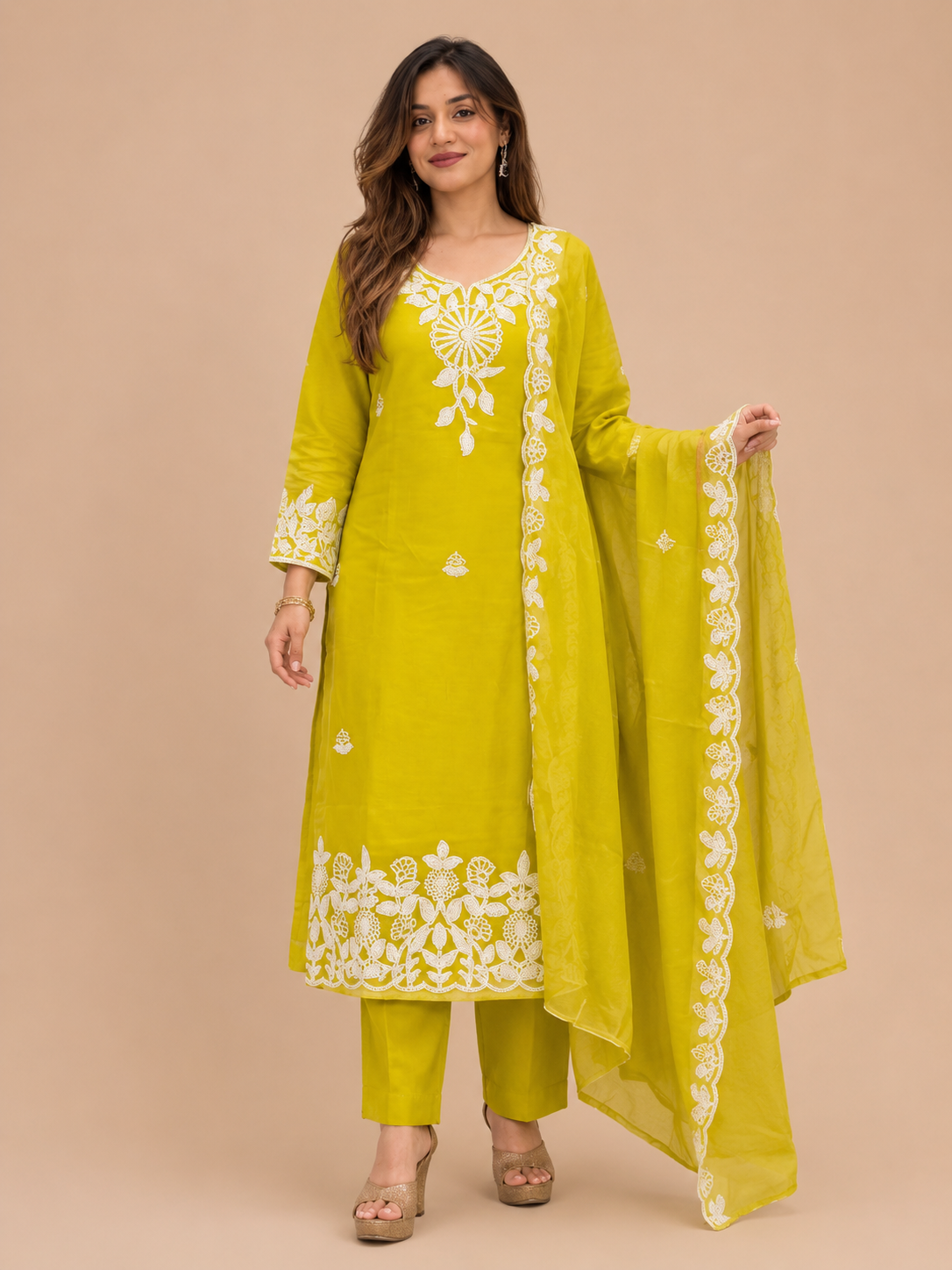 Riwaayat Zaria Embroidered Roman Silk Suit Set