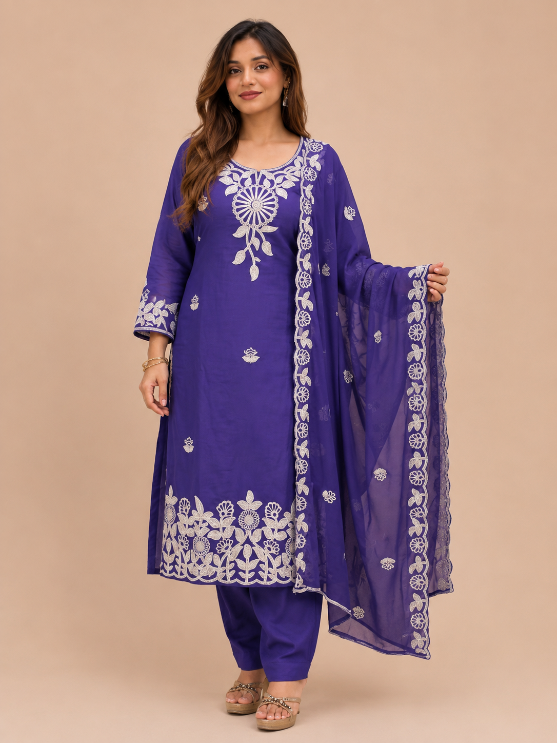 Riwaayat Zaria Embroidered Roman Silk Suit Set